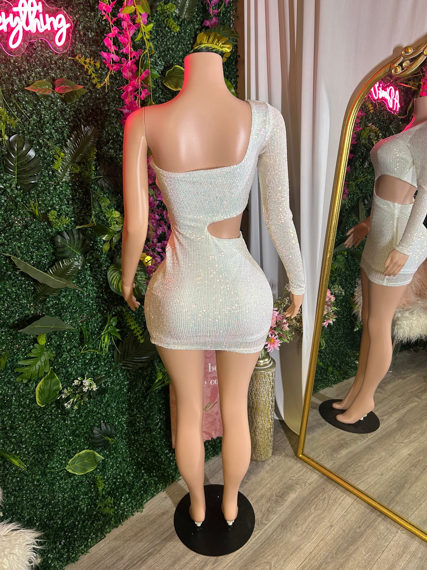 Ms. Luxe Cut-Out Sequence Mini dress