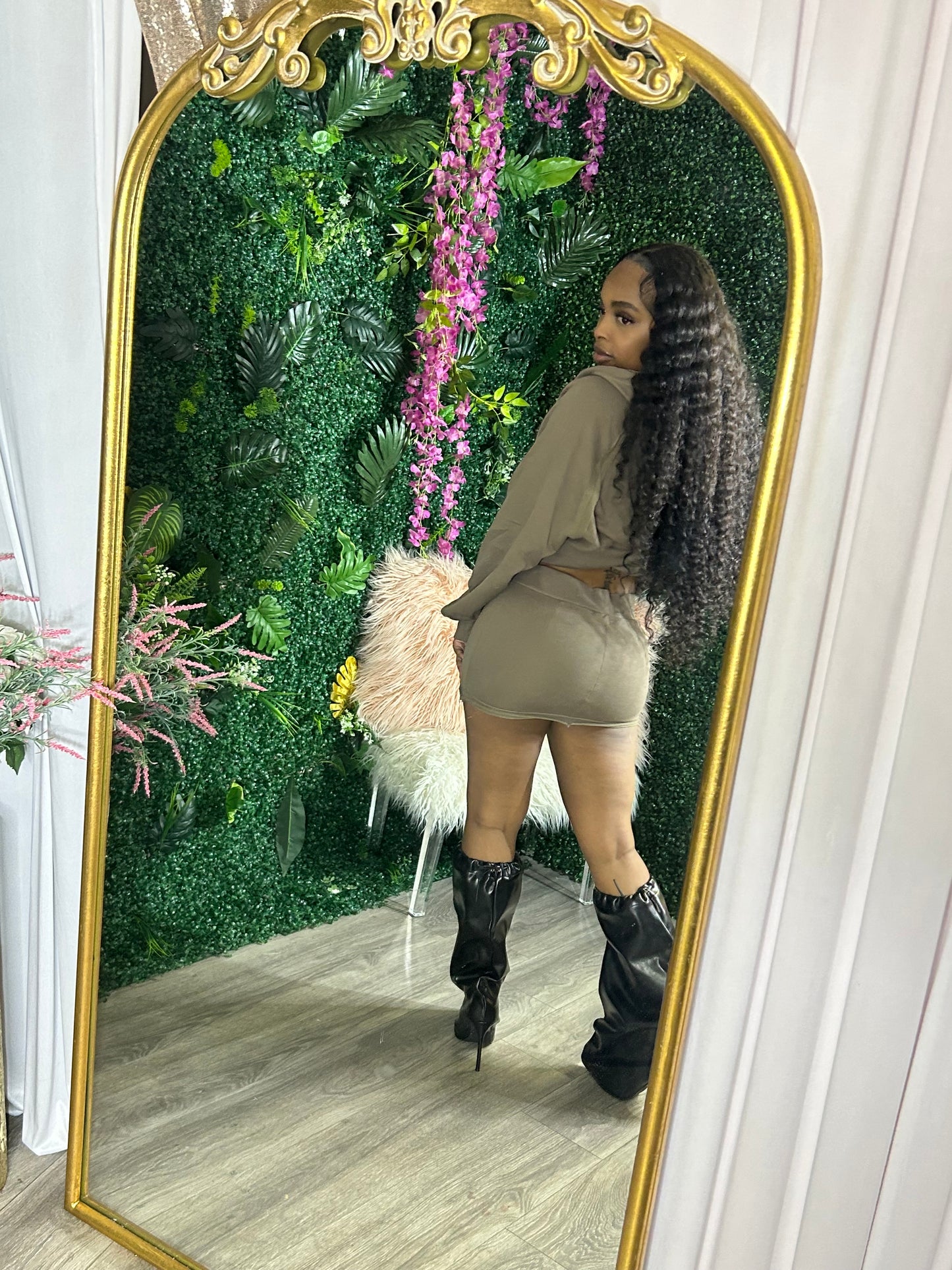 Brittney Zip-Up Skirt Set