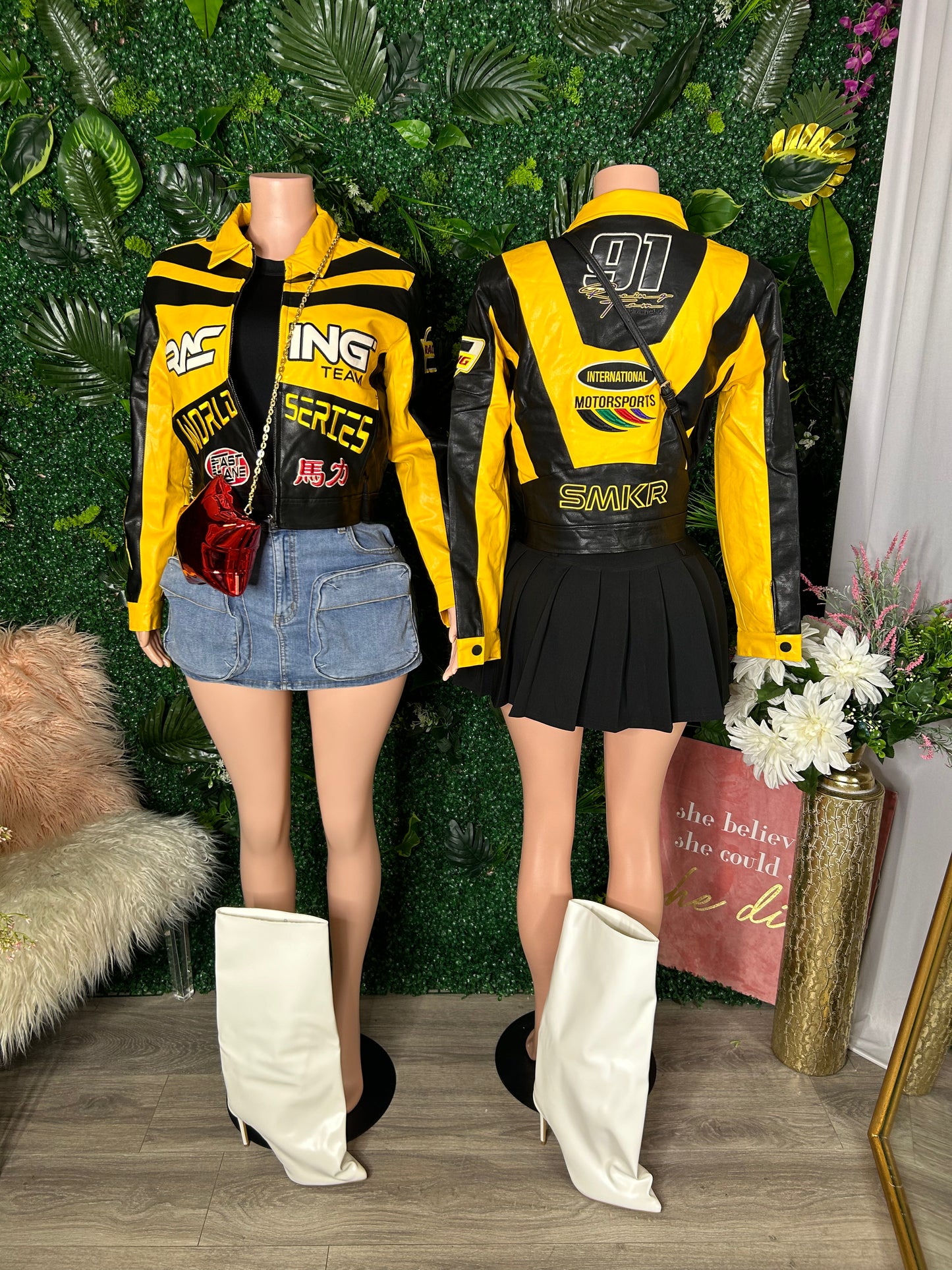 Brokey Leatherette Moto Jacket