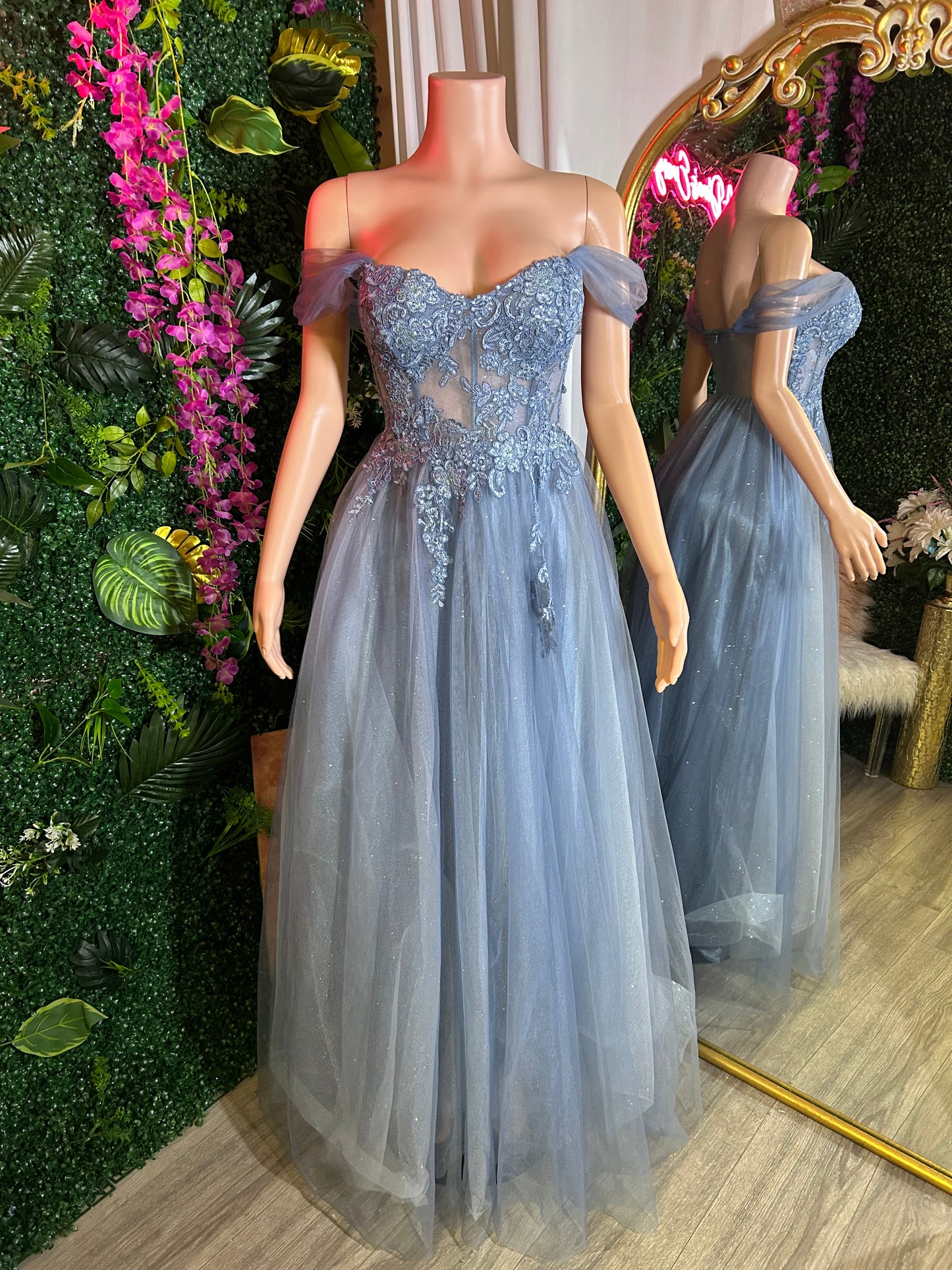 Misty Cindy Sequence Off The Shoulder Gown