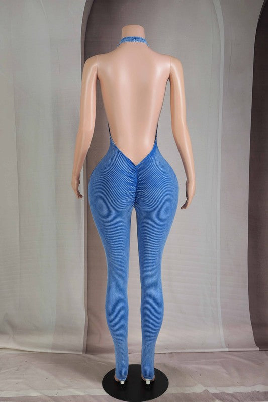Chyna Ribbed V-Cut Jumpsuit