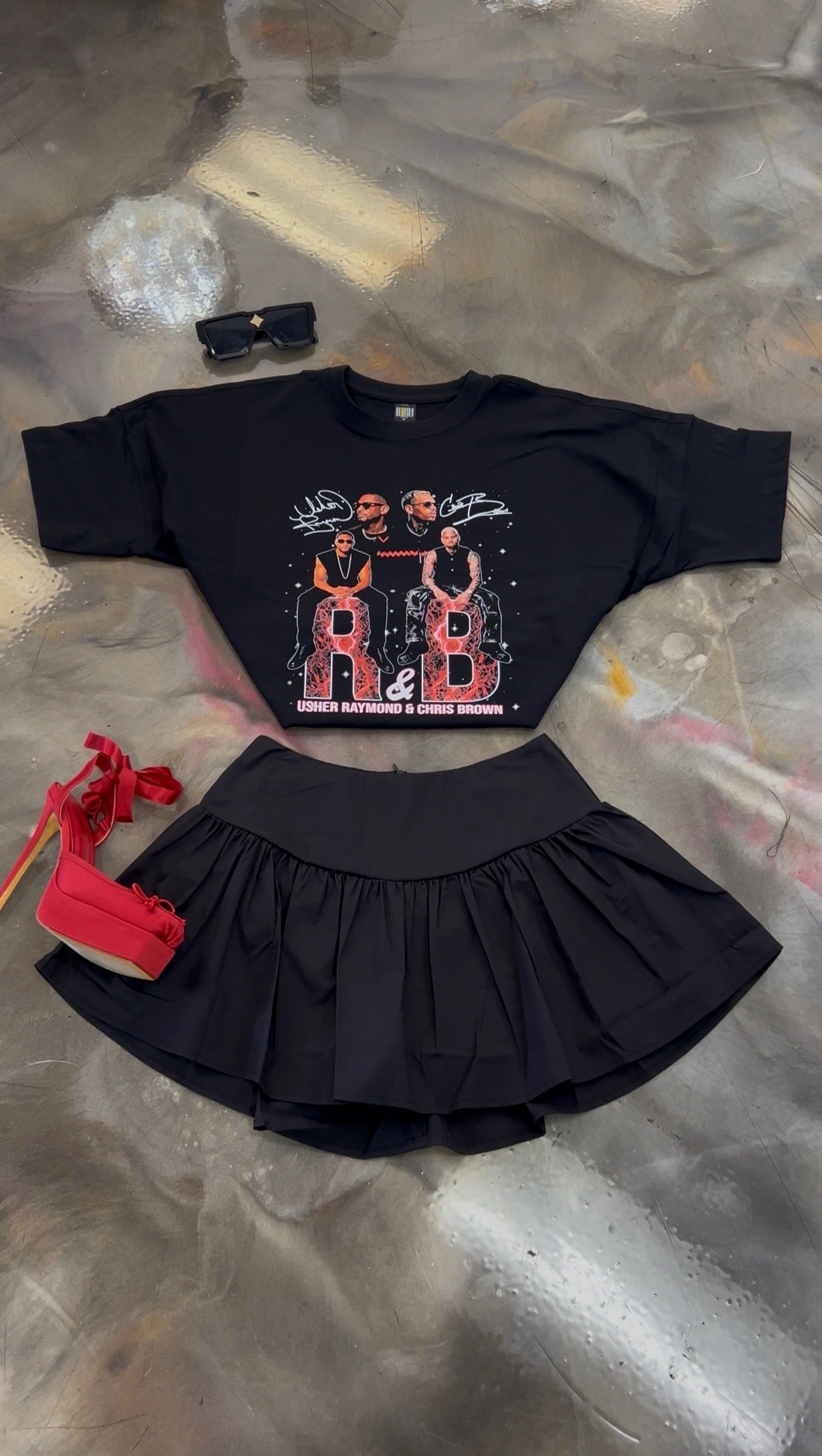 USHER RAYMOND & CHRIS BROWN Shirt (Added Rhinestones)