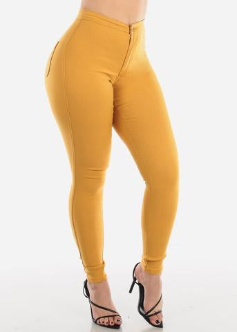 JLO STRETCH JEANS Mustard (PLUS AVAILABLE) - A Diva's Everything Boutique - Pants -