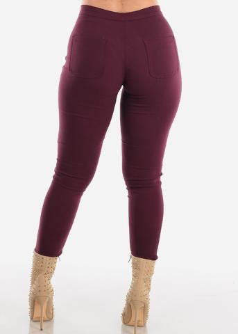 JLO STRETCH JEANS Burgundy (PLUS AVAILABLE) - A Diva's Everything Boutique - Pants -
