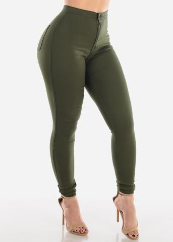 JLO STRETCH JEANS OLIVE (PLUS AVAILABLE) - A Diva's Everything Boutique -