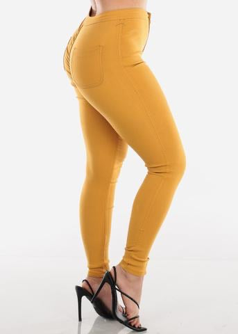 JLO STRETCH JEANS Mustard (PLUS AVAILABLE) - A Diva's Everything Boutique - Pants -
