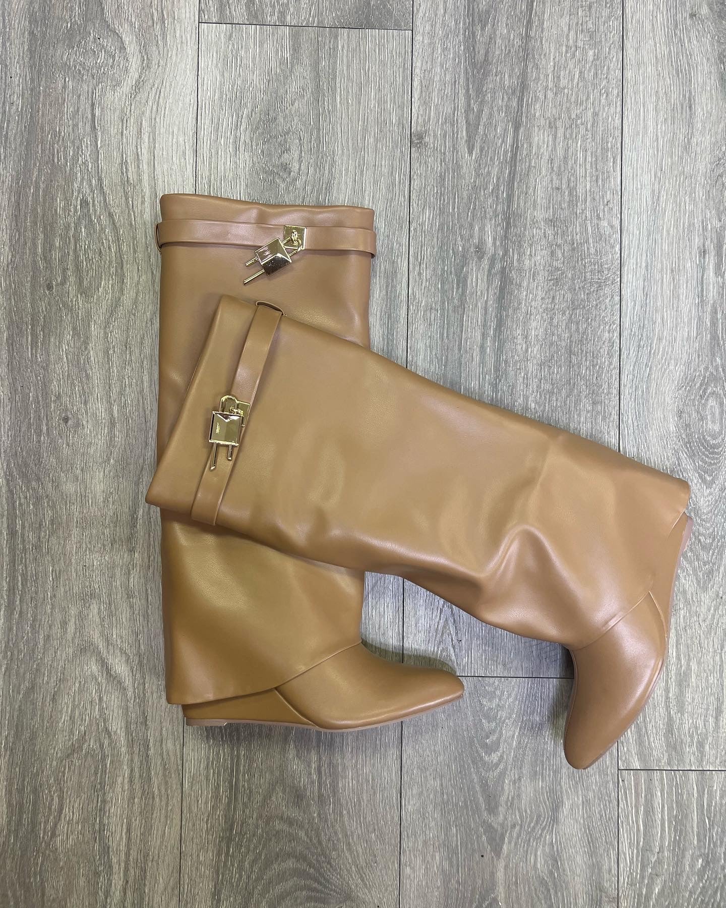 Luxuria 2.0 Tall Flap Boot Nude - A Diva's Everything Boutique - Shoes -