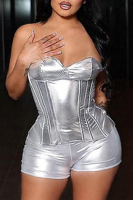 Ran Out Metallic Bustier 2pc Set