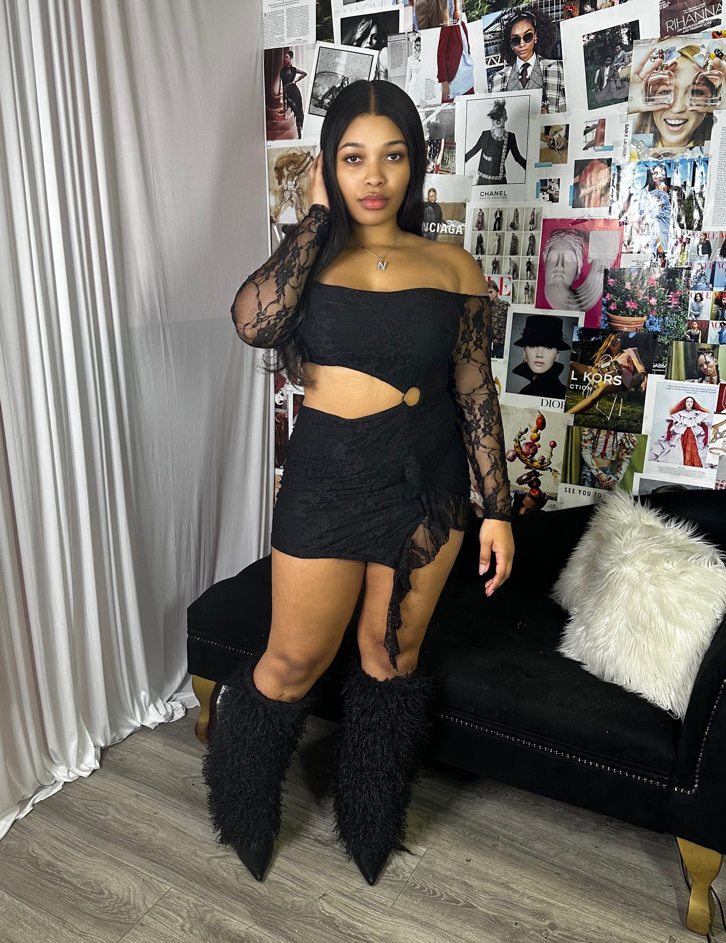 Rump Punch Off The Shoulder Lace Dress