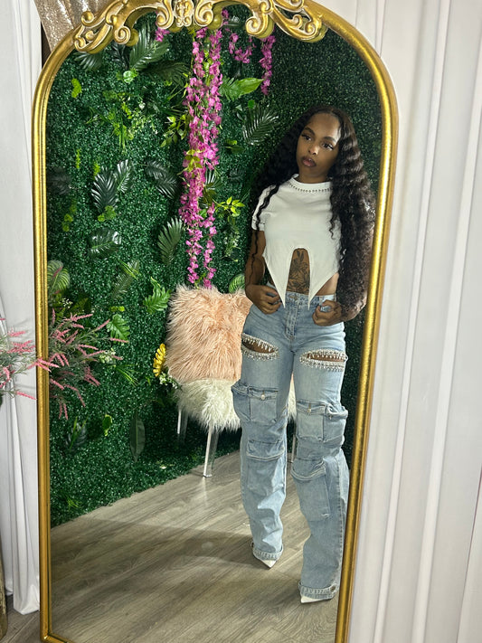 Nessa Rhinestone Cargo Pants