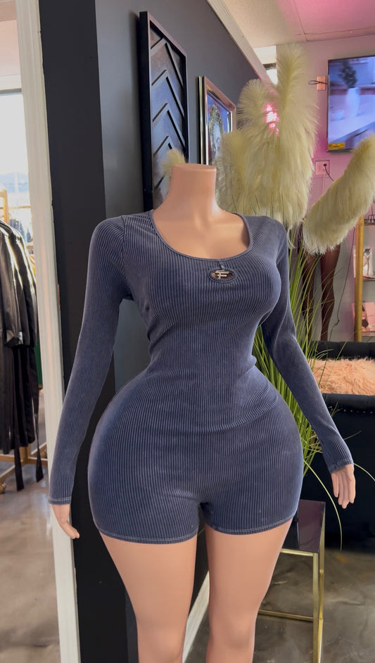 Take It There Ribbed Short Romper