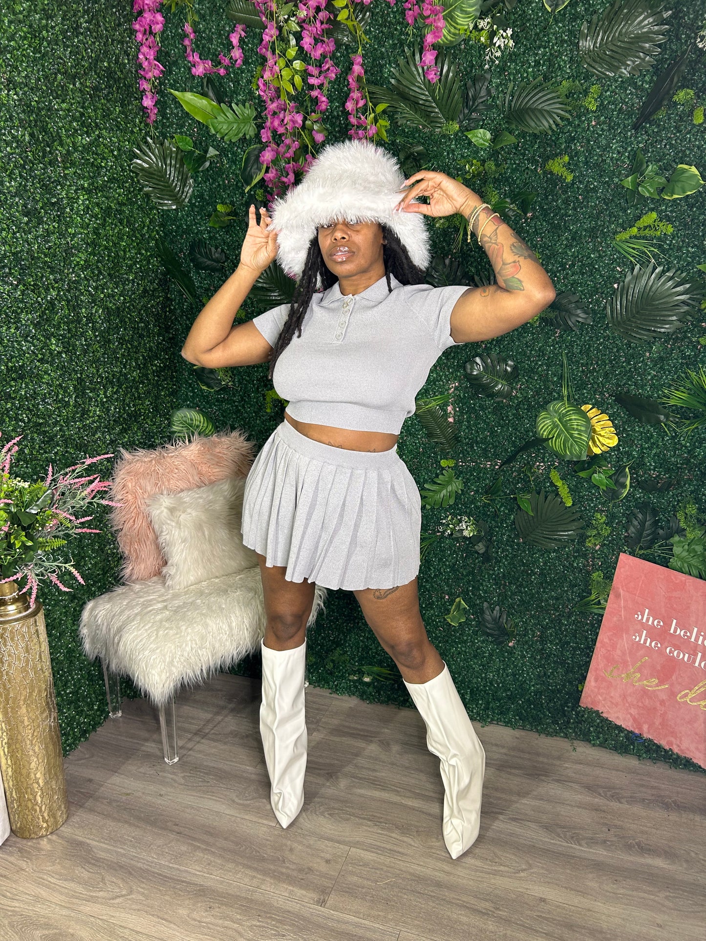 Icy Girl Oversized Fur Bucket Hat