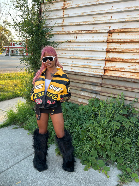 Juna Knee High Fur Boots- Black