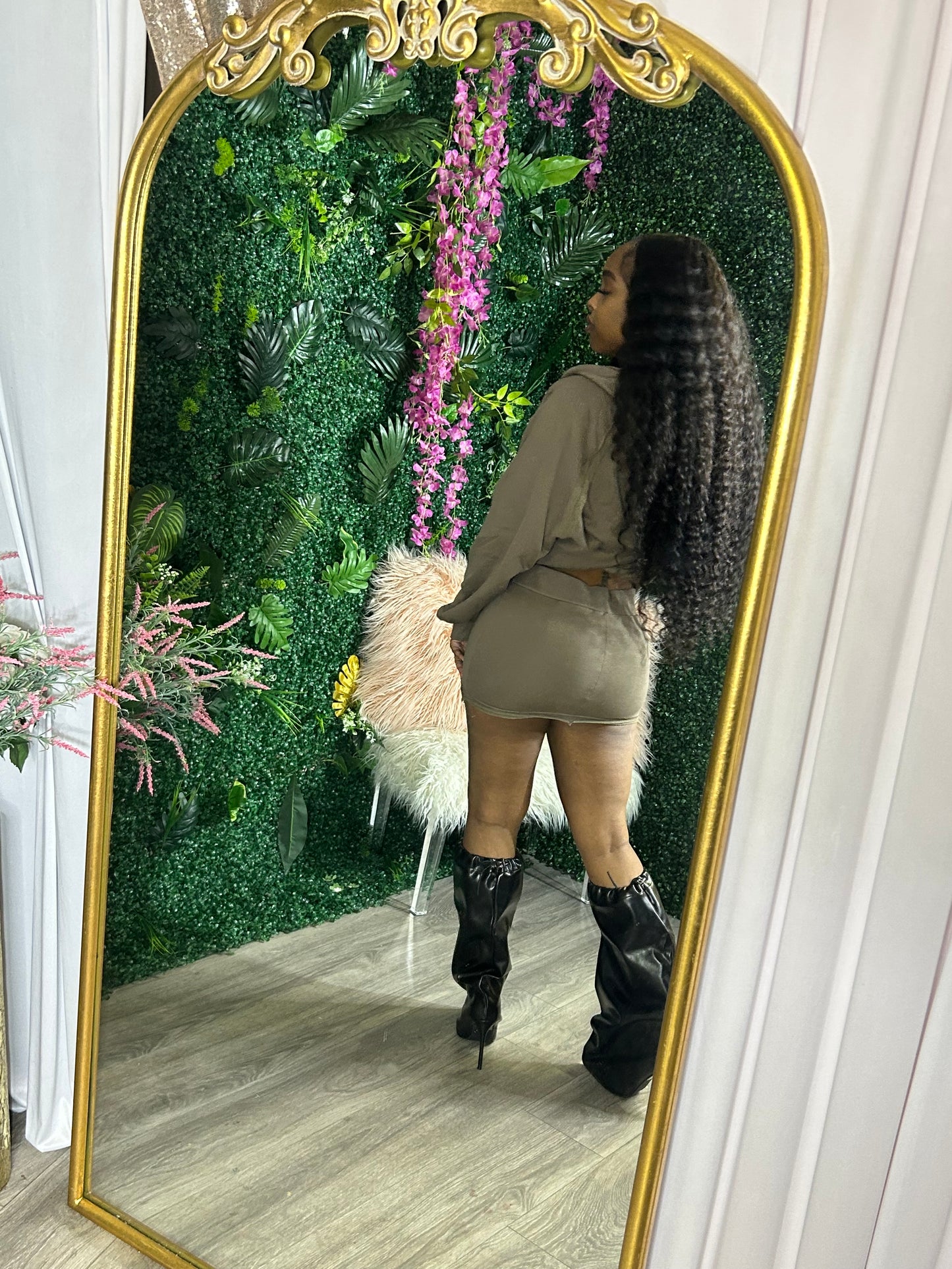 Brittney Zip-Up Skirt Set