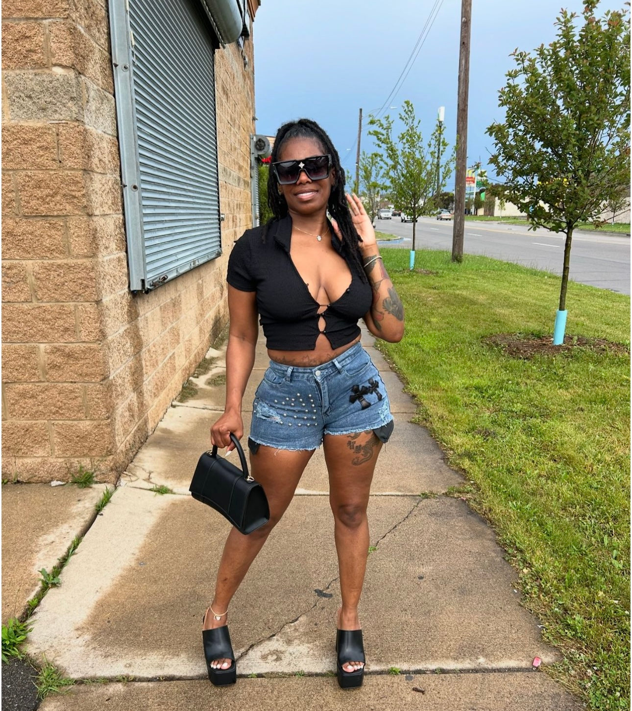 Spin again denim shorts