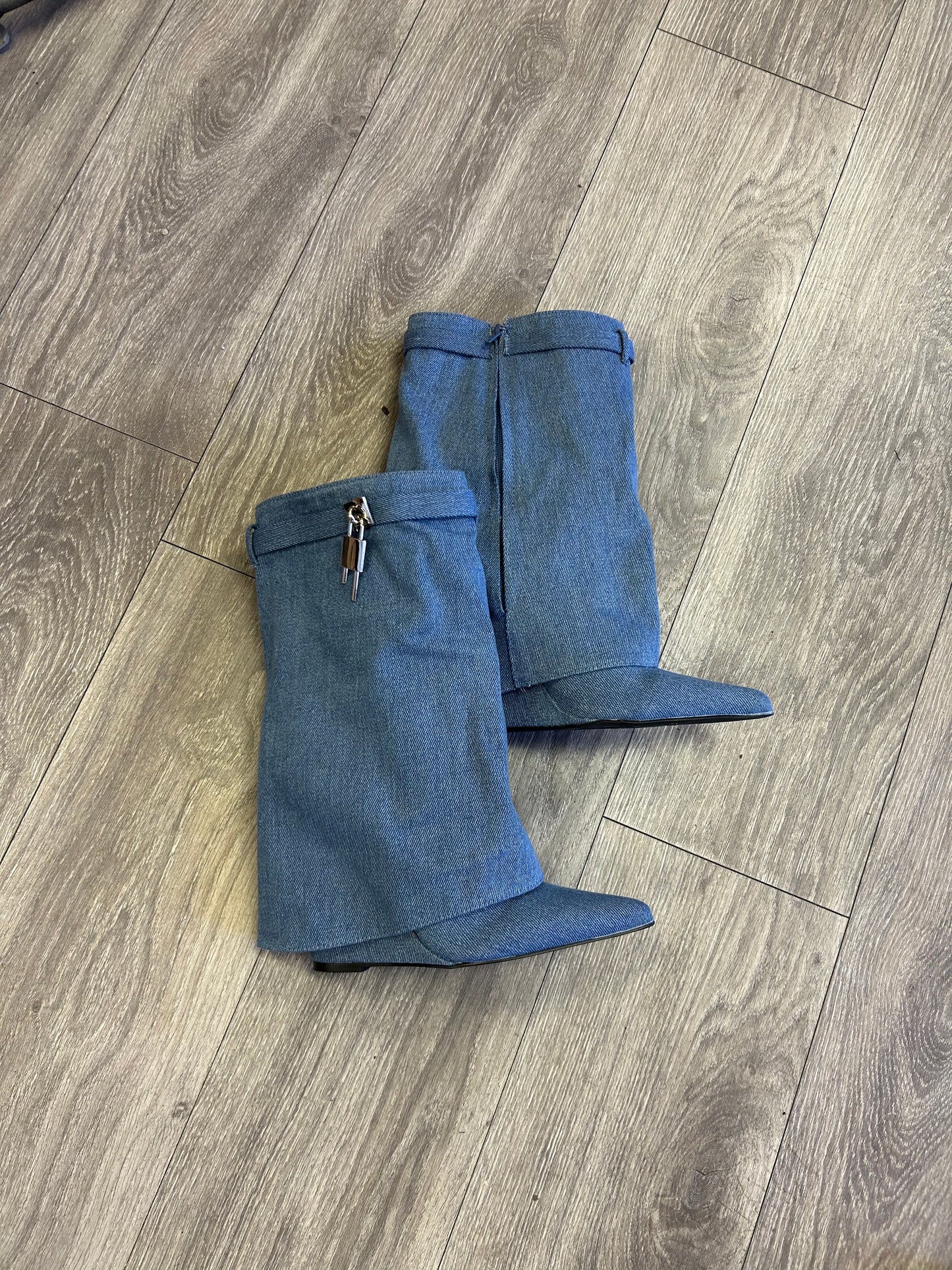 Legally Blonde Denim Shark Lock Boots