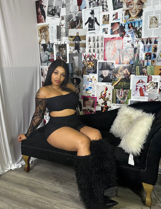 Glamazon Knee High Boot-Black