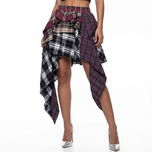 Swing My Way Plaid Ruffle Skirt