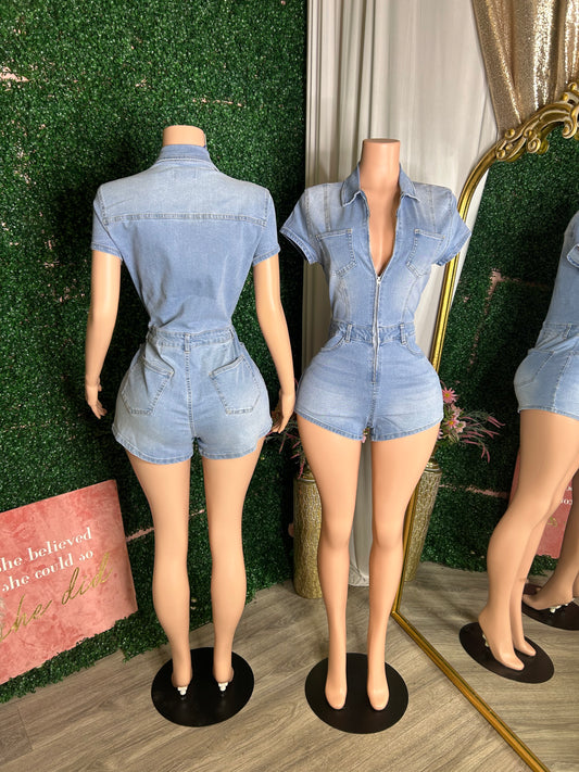 Kera Denim Zip Romper