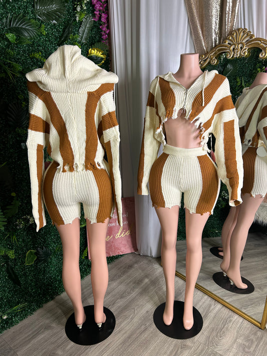 Pumpkin Spice Knit Short Set