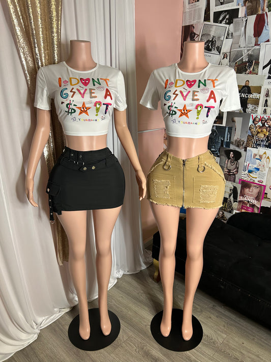 Bad Girl Distressed Denim Mini Skirt