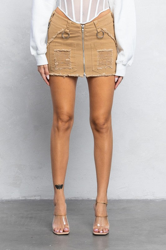 Bad Girl Distressed Denim Mini Skirt