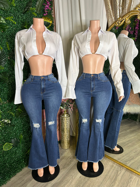 Missy Deep V Long-Sleeve Top