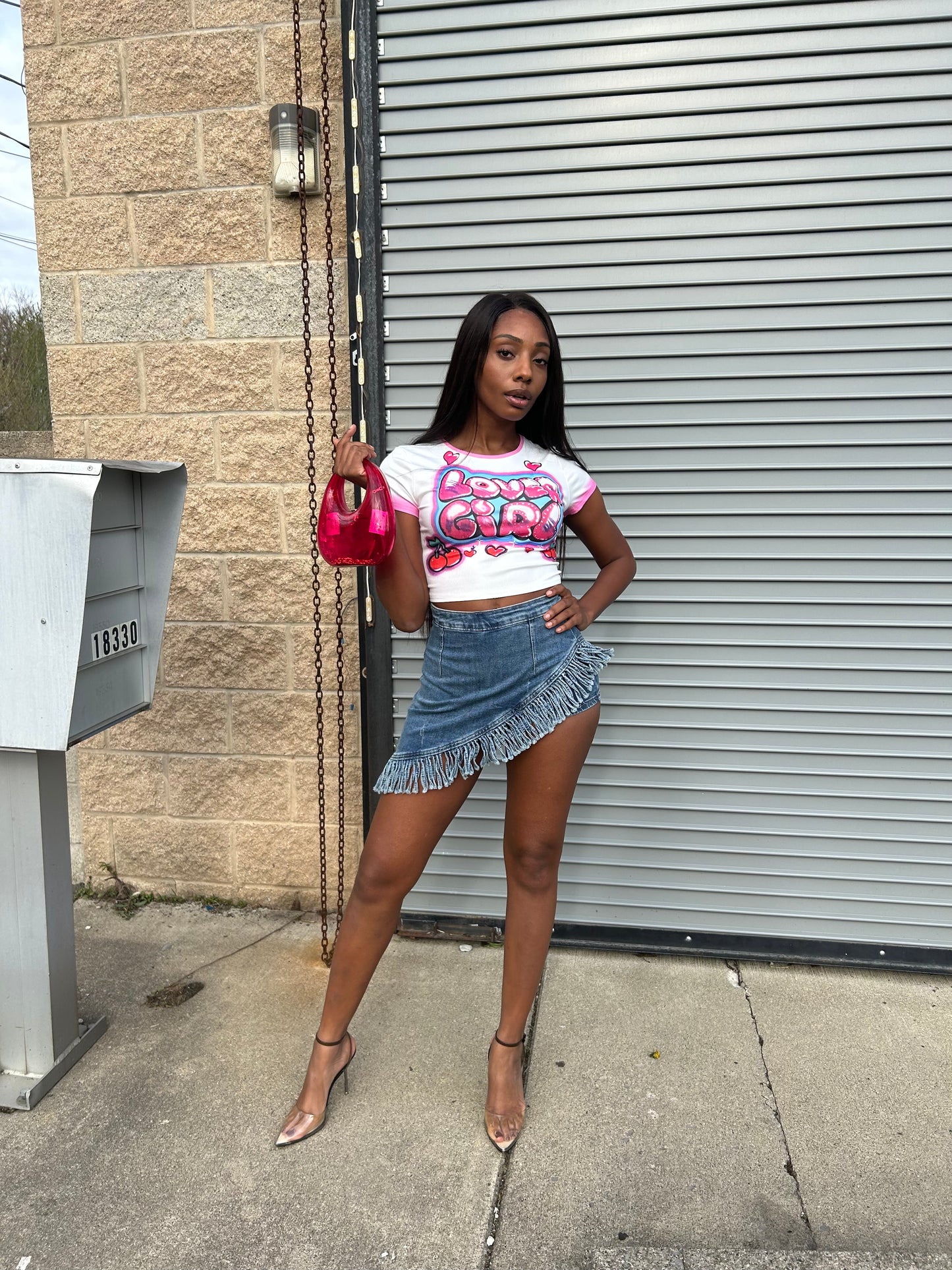 Kendall Fringe Mini Denim Skort