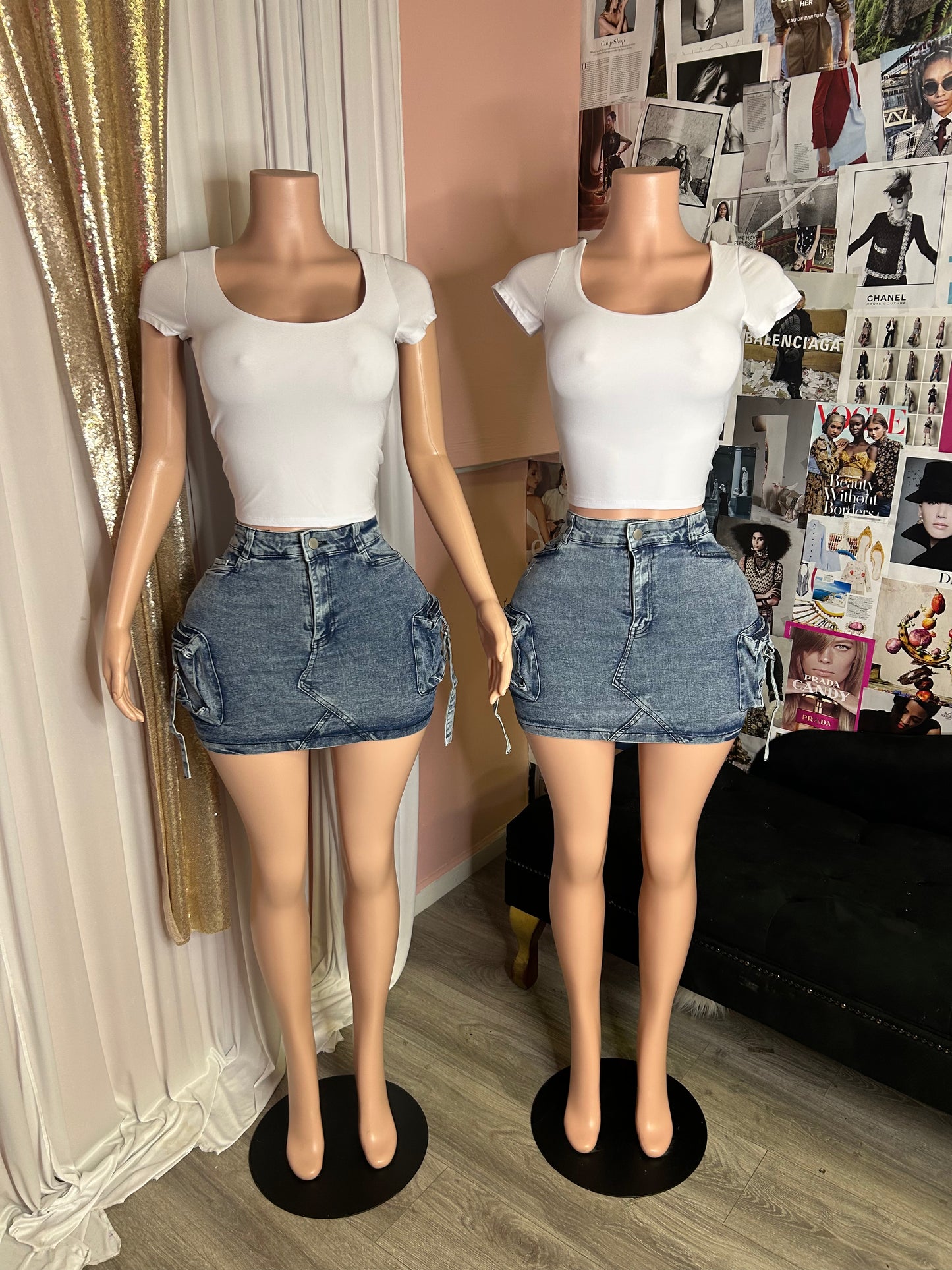 Ken Denim Cargo Skirt