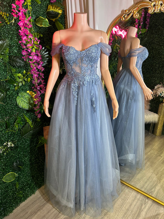 Misty Cindy Sequence Off The Shoulder Gown