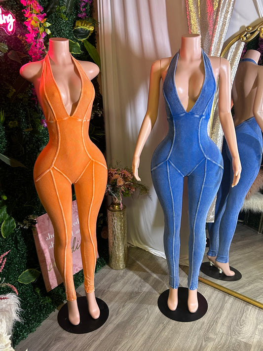 Chyna Ribbed V-Cut Jumpsuit