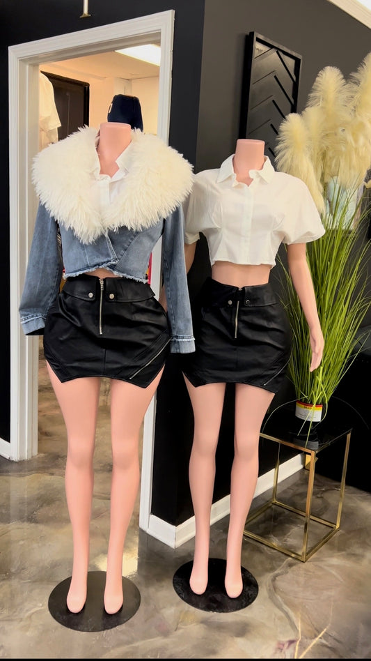 Met Someone New Leather Skirt