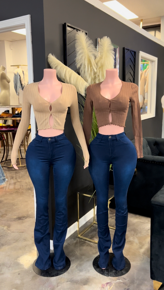 Lani Ribbed Long Sleeve Crop Top