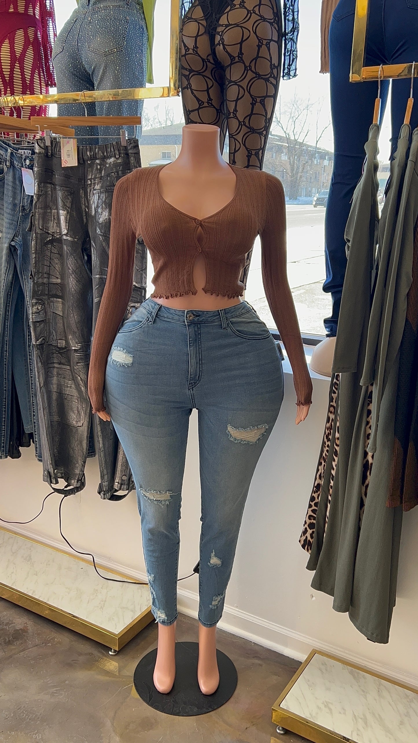 Leave U Alone High-Rise Distressed Jeans