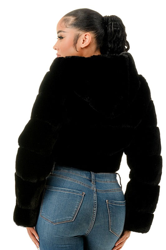 Real Love Faux Far Crop Jacket