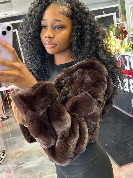 Real Love Faux Far Crop Jacket