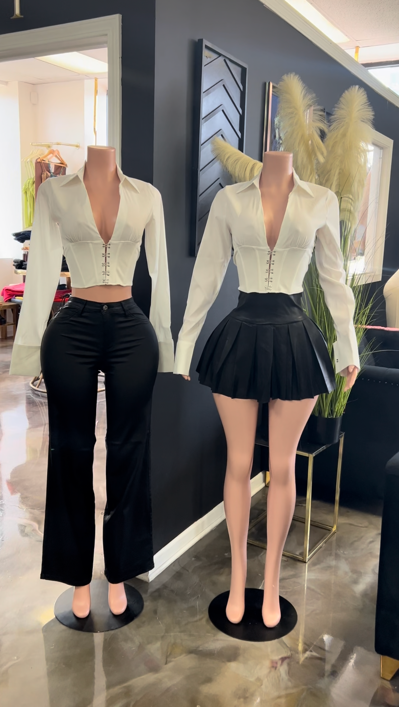JLO Stretch Leatherette Wide Leg Pants