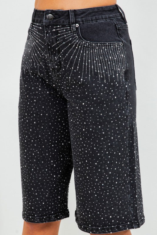 Faye Rhinestone Denim Jorts