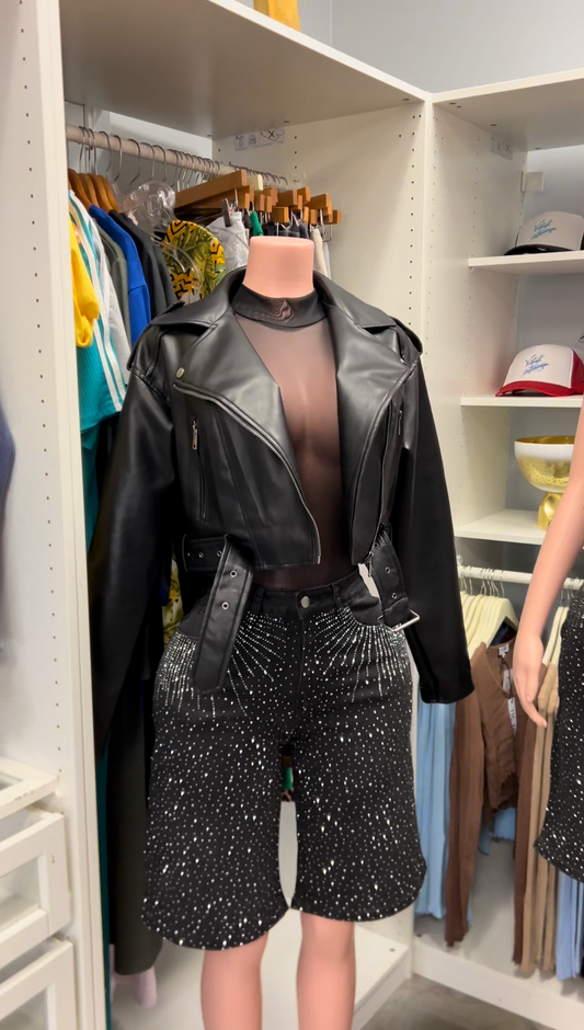 Faye Rhinestone Denim Jorts