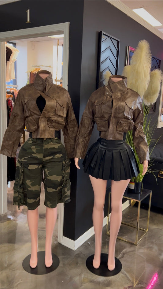 Dearra Leatherette Cargo Jacket