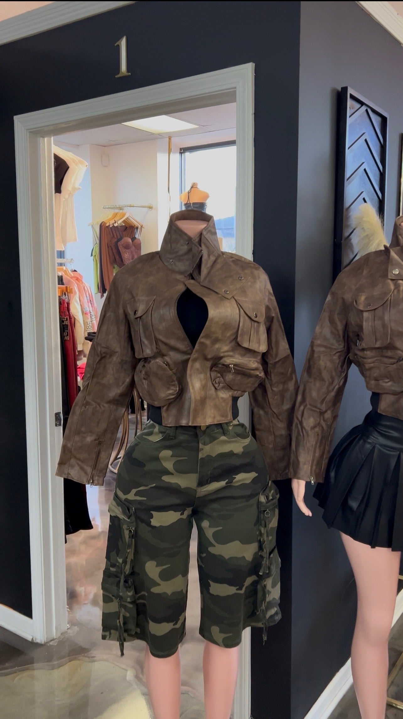 Dearra Leatherette Cargo Jacket