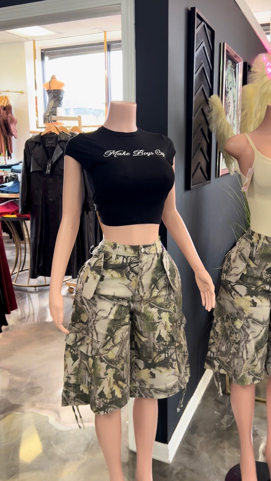 Aaliyah Cargo Denim Jorts