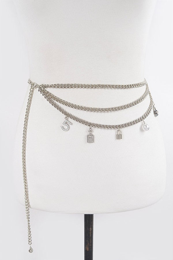 Icy Type Layered Charm Chain Belt