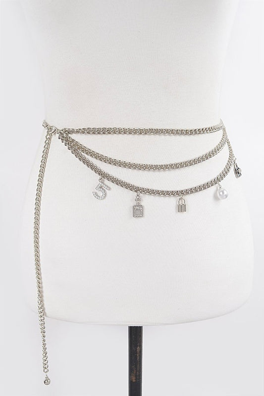 Icy Type Layered Charm Chain Belt
