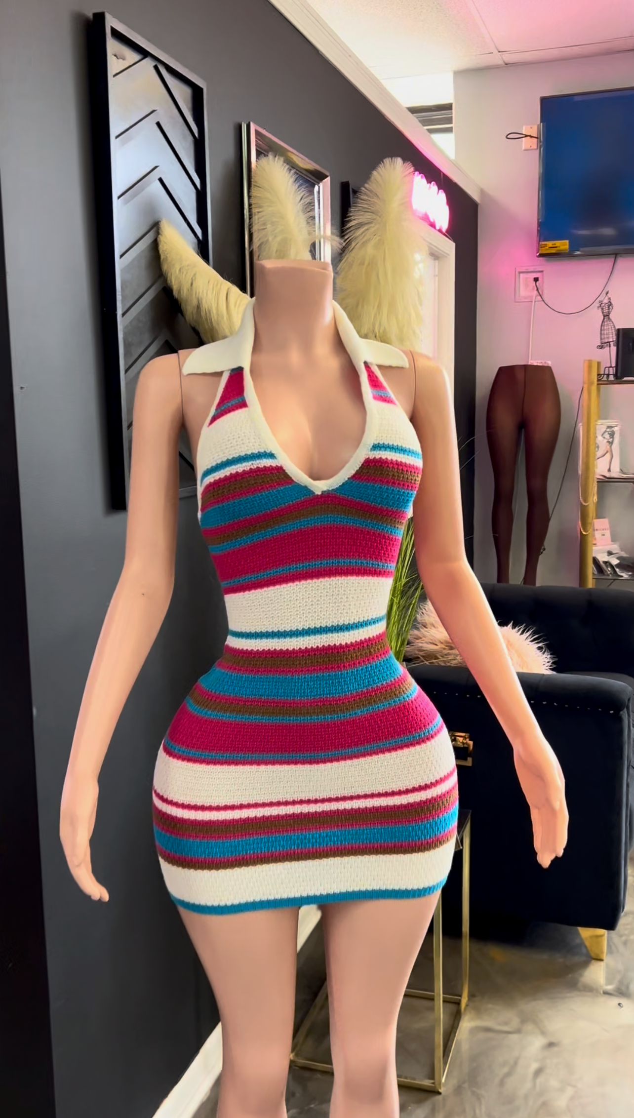 True Bestie Knit Mini Halter Dress