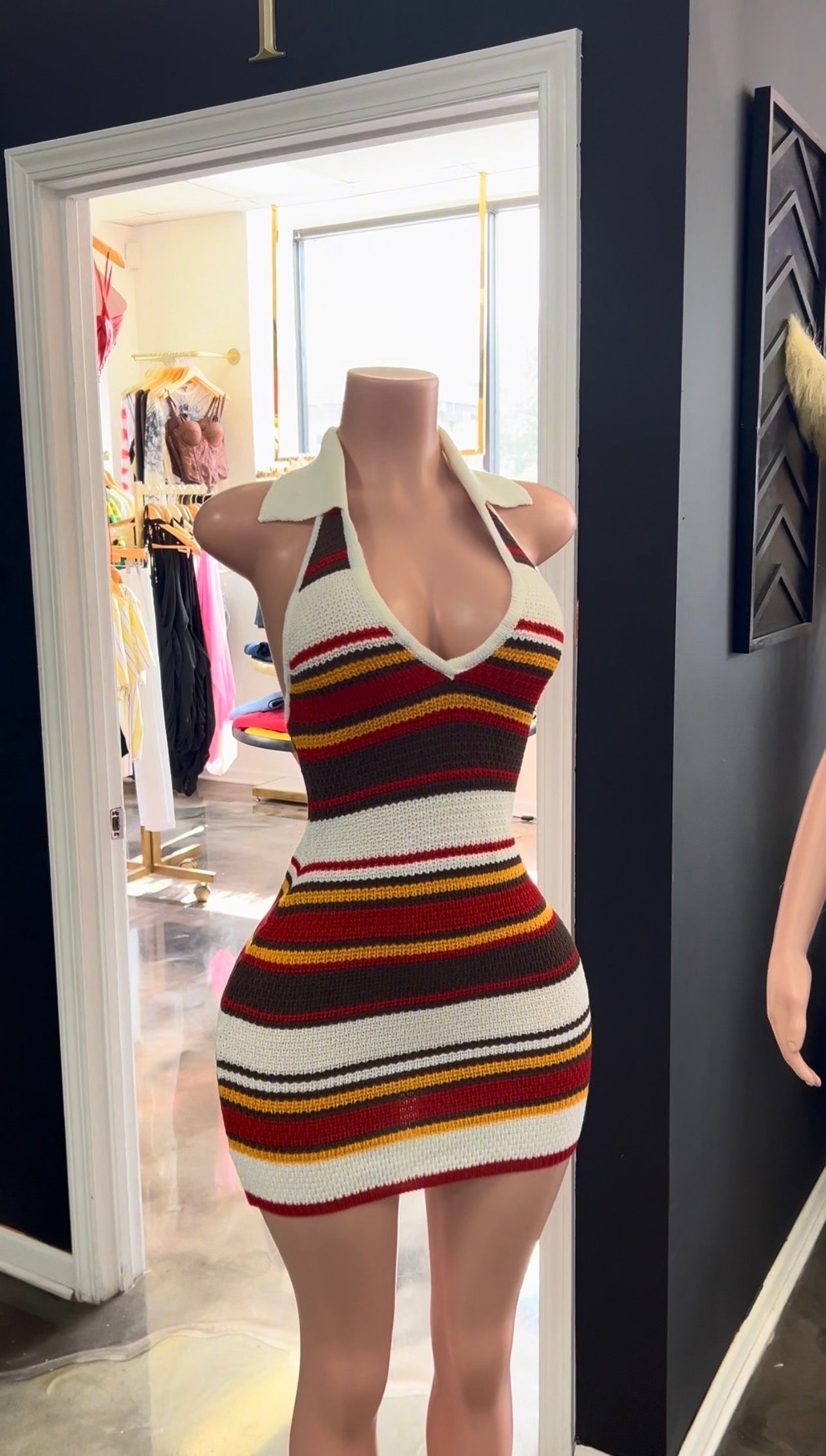 True Bestie Knit Mini Halter Dress