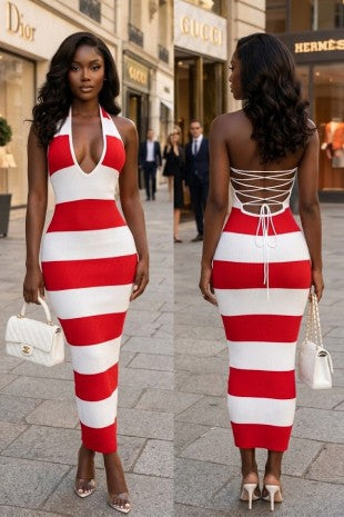 Need U Bad Ribbed Lace Up Dress