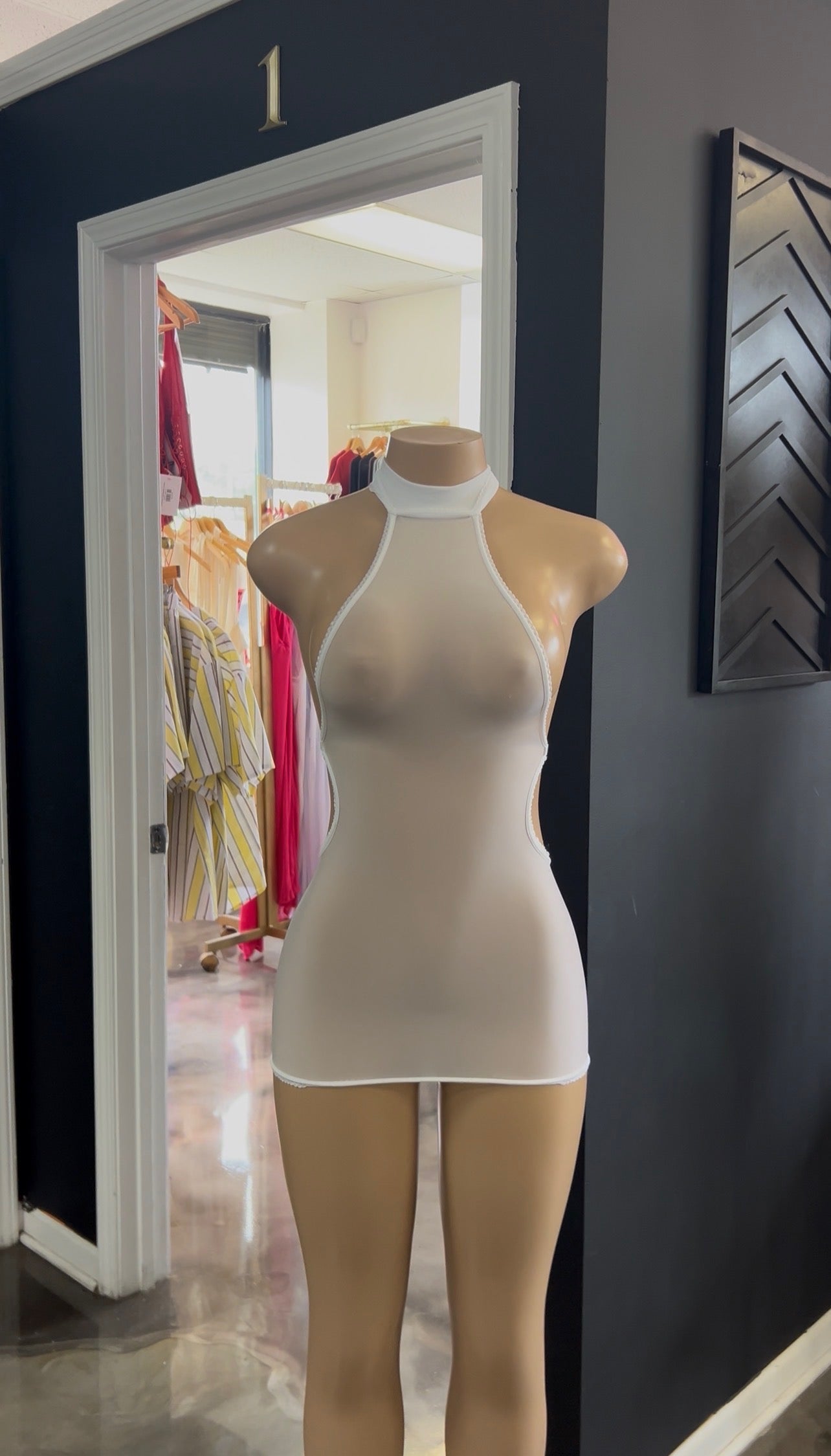 Sideways Mesh Mini Dress