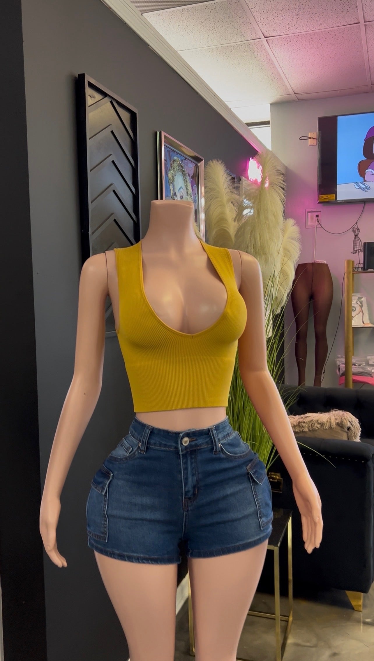 Niesha ribbed tank top