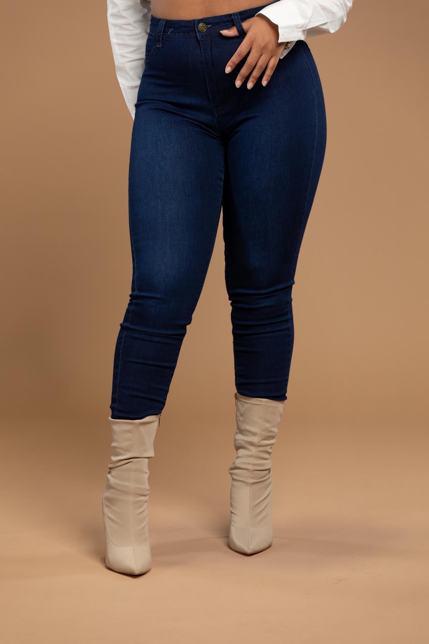 Dark Wash Classic Denim Jeans - A Diva's Everything Boutique - Pants -